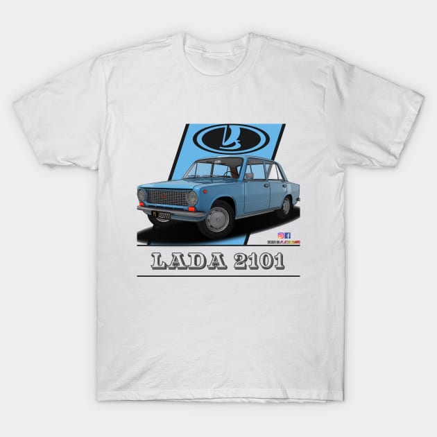 Lada 2101 1970 Blue T-Shirt by PjesusArt